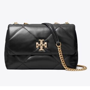 NWOT Tory Burch Small Kira Diamond Quilt Pave Convertible Shoulder Bag in Black